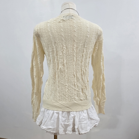 Sorridere Japanese brand cream knit cardigan with long sleeve and decorative - Picture 3 of 4